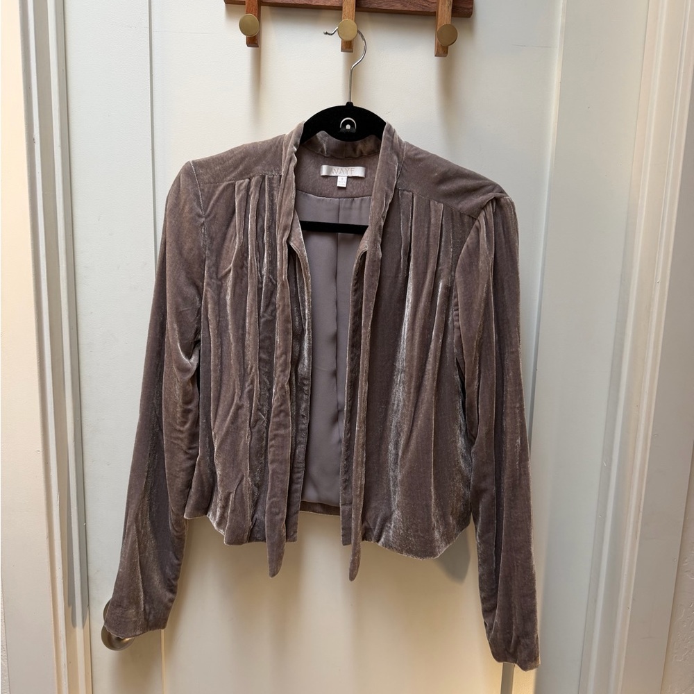 Wayf taupe Velvet ruched cropped Jacket